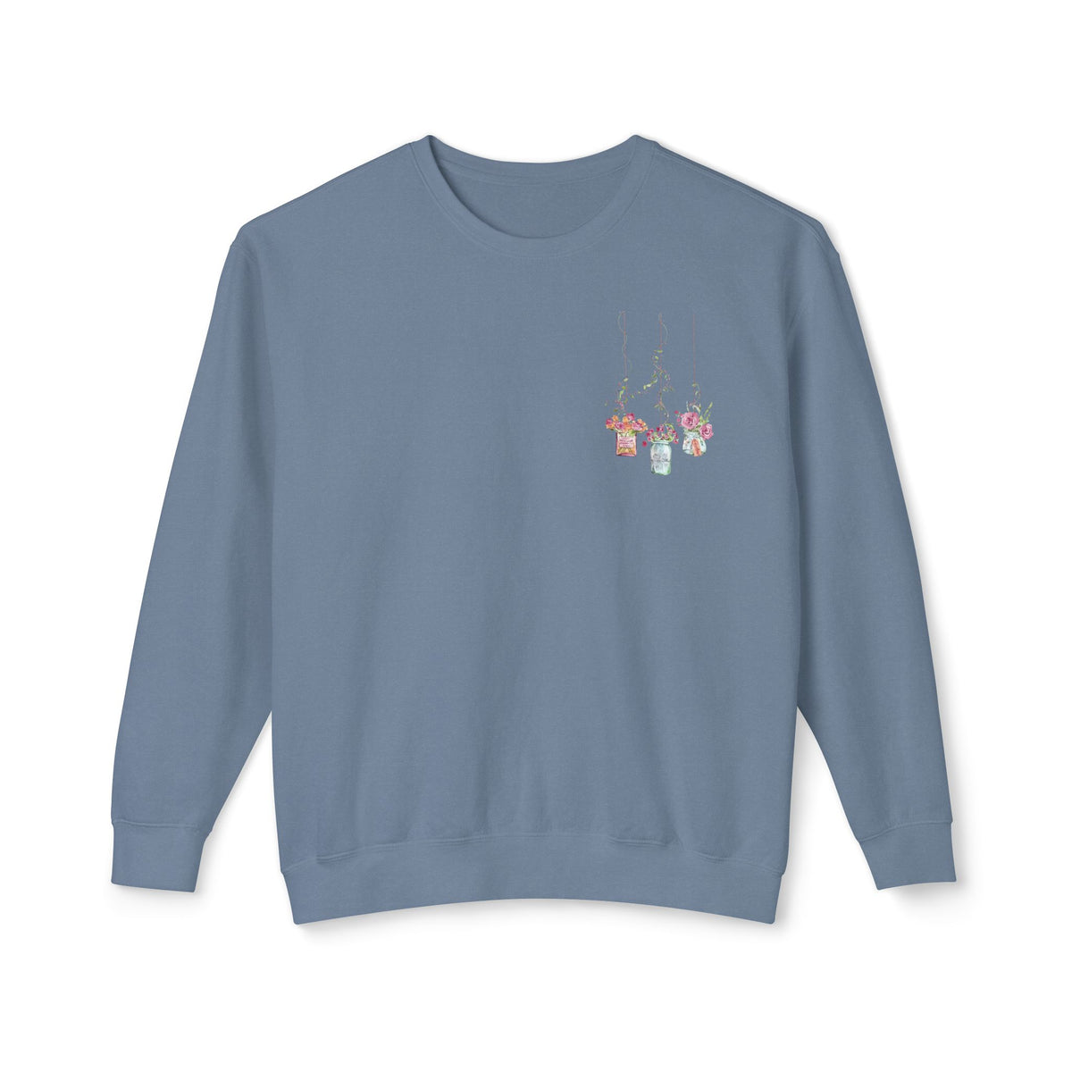 Hanging Mason Jar Floral Sweatshirt — Watercolor Bouquet Crewneck