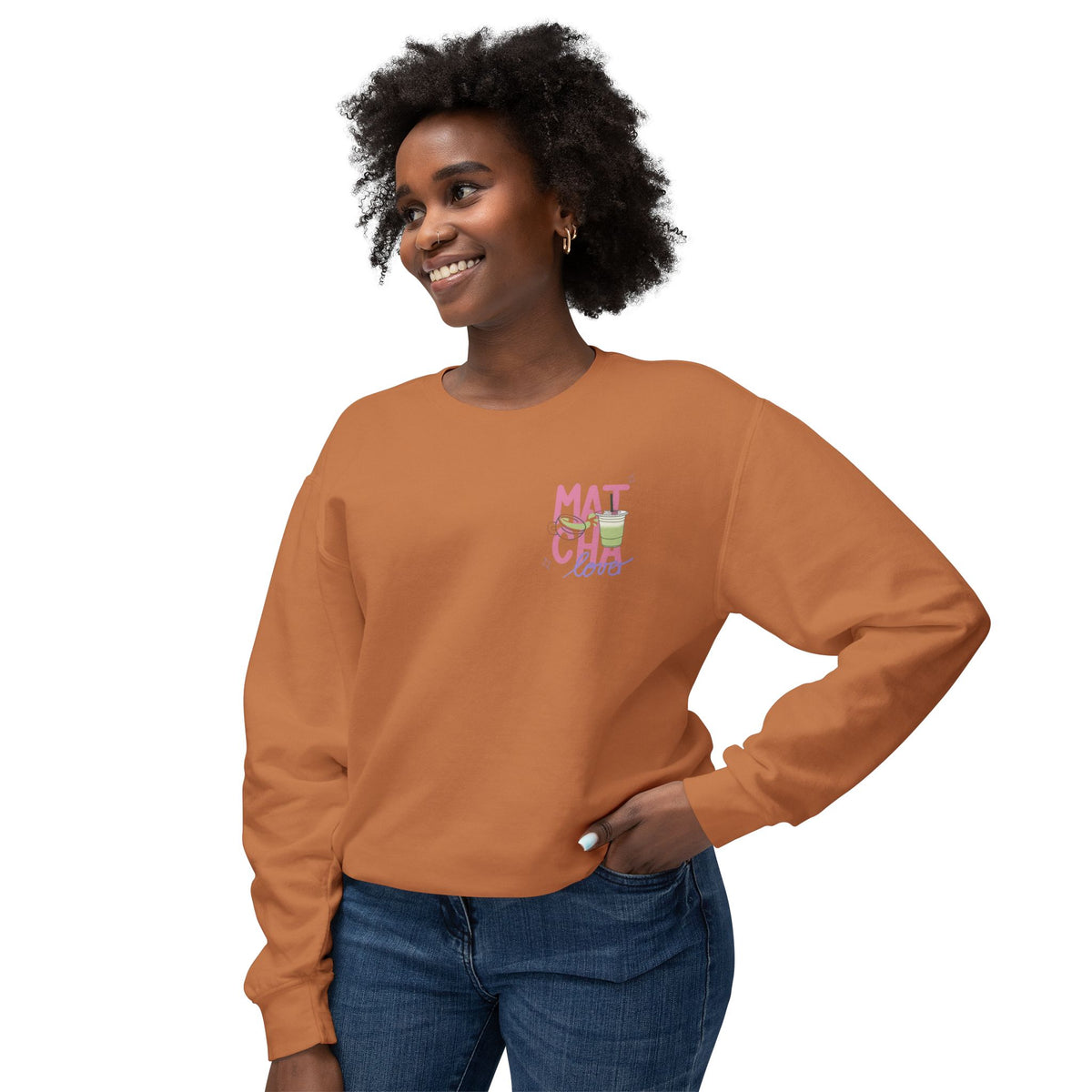 Matcha Girl Crewneck Sweatshirt — Cute Green Tea Graphic Pullover