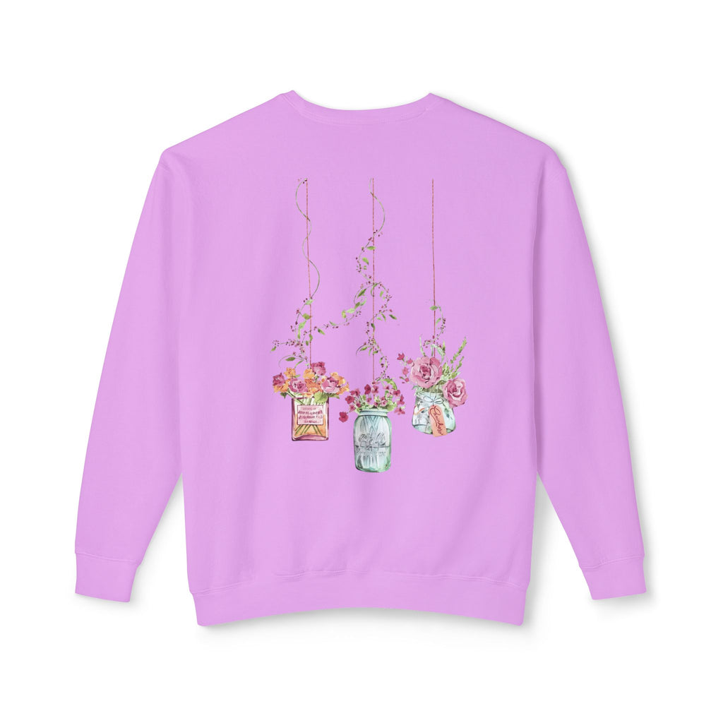 Hanging Mason Jar Floral Sweatshirt — Watercolor Bouquet Crewneck