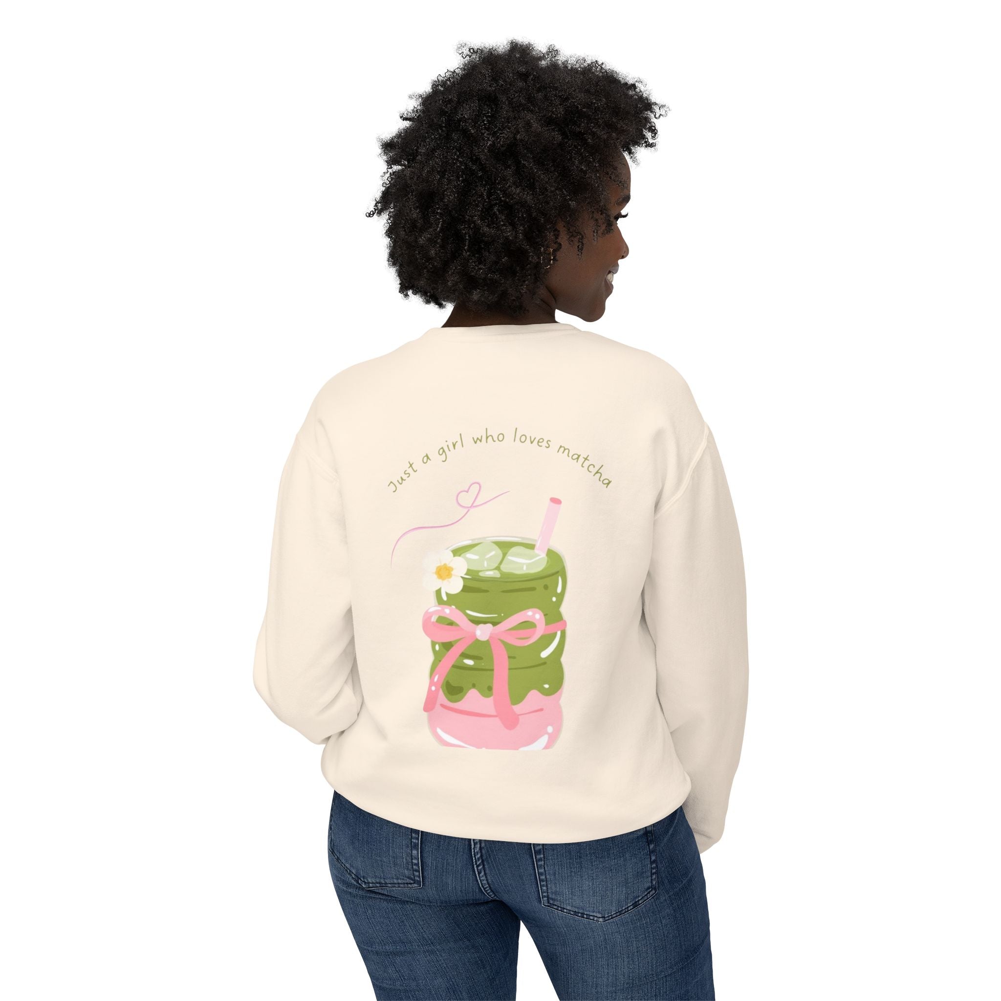 Matcha Girl Crewneck Sweatshirt — Cute Green Tea Graphic Pullover