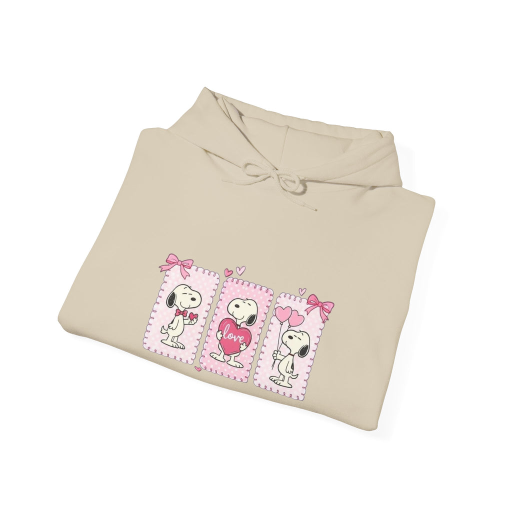 Valentine Snoopy Love Graphic Hoodie — Cute Pink Heart Pullover