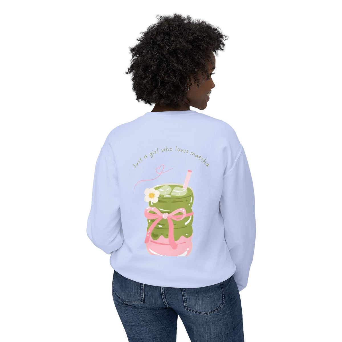 Matcha Girl Crewneck Sweatshirt — Cute Green Tea Graphic Pullover